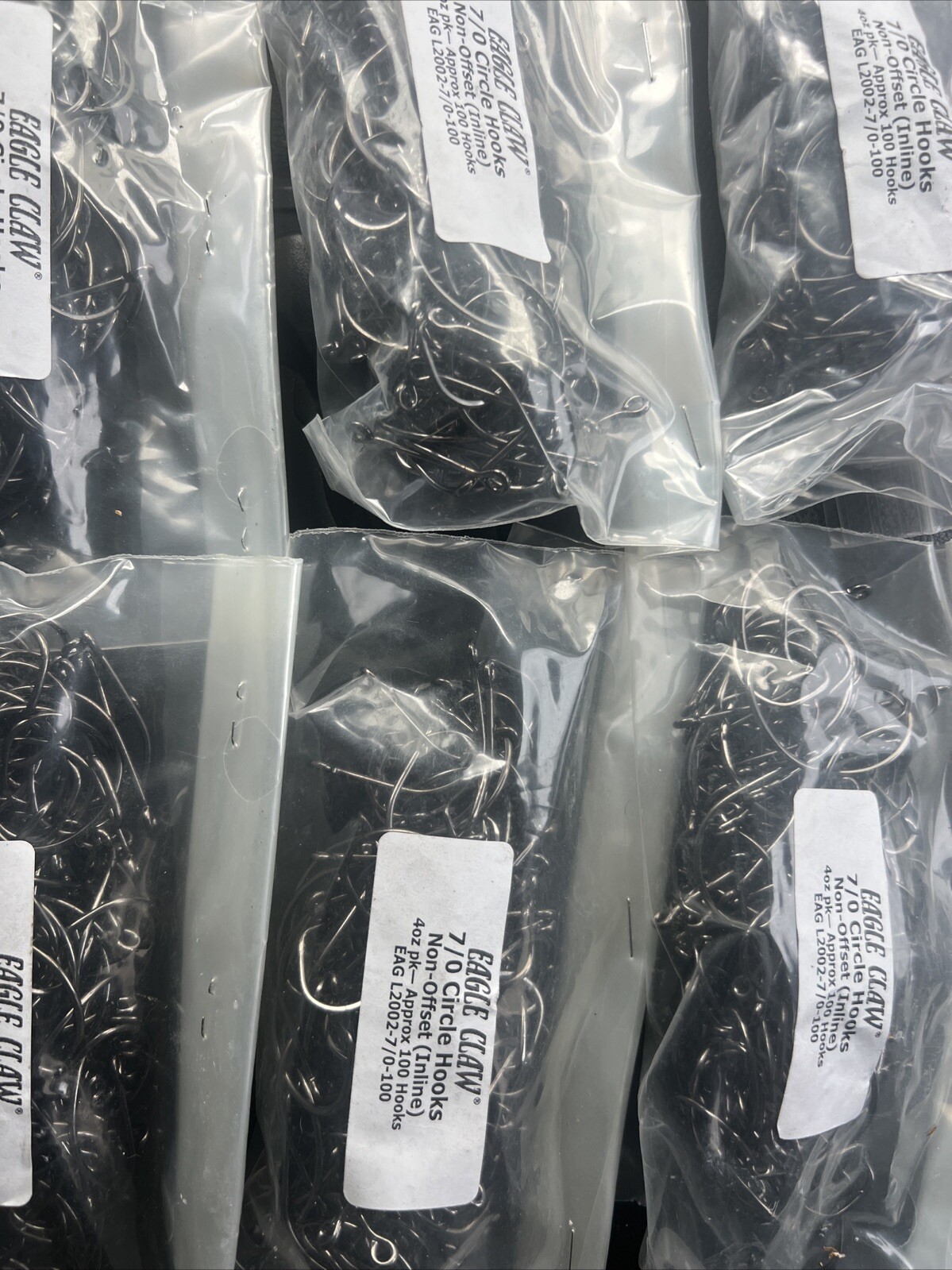 100 pack Eagle Claw 7/0 Non Offset In Line Circle Hooks Eag L2002-7/0 HTF Discon