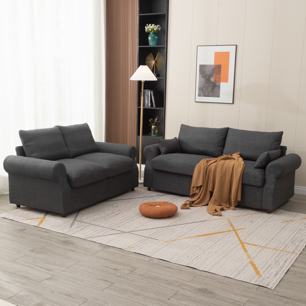2 / 3 Seater Sofa with Storage Solution Linen Fabric Couch Love Seat Settee