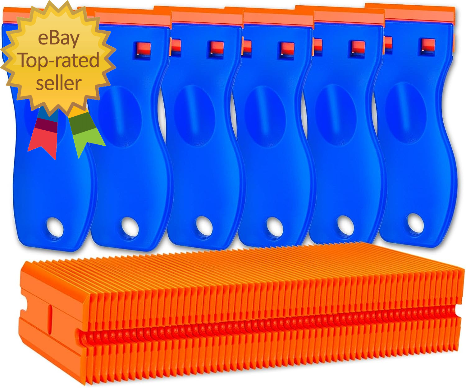 Plastic Razor Blade Scraper Tool 6 Pcs Razor Scraper with 60 Pcs Plastic Blades