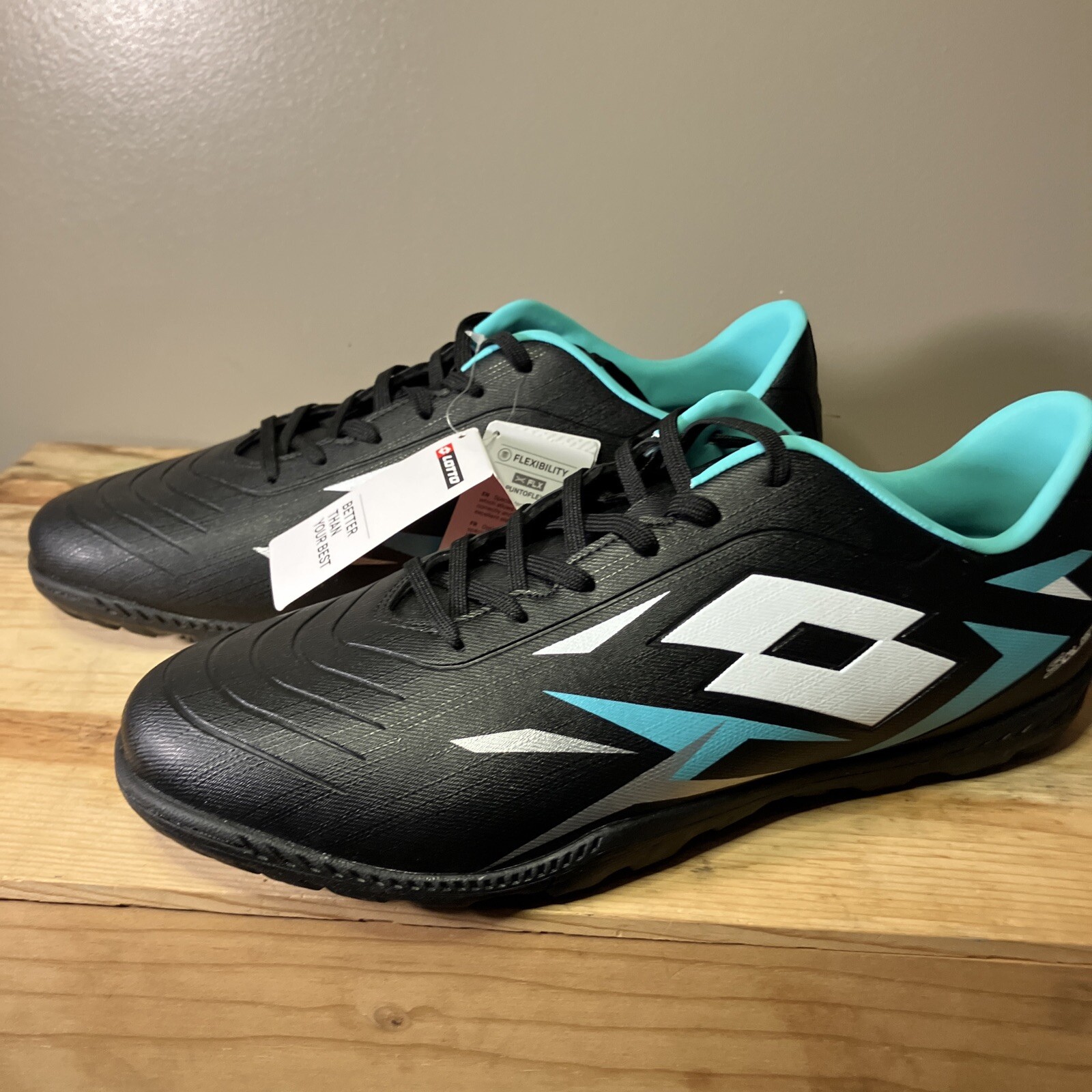 Lotto Solista 700 VI Turf TF Soccer Cleats Size Men's Size 13 Black/Mint 218134
