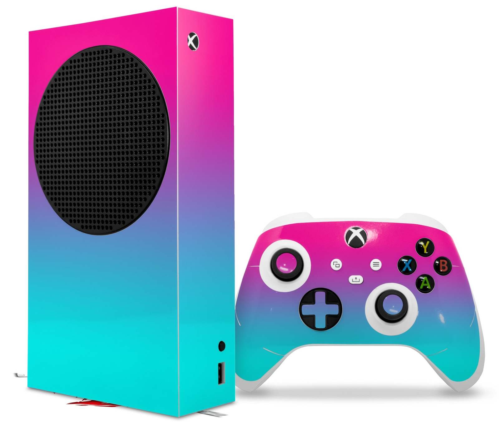 Skins XBOX Series S Console Controller Smooth Fades Neon Teal Hot Pink