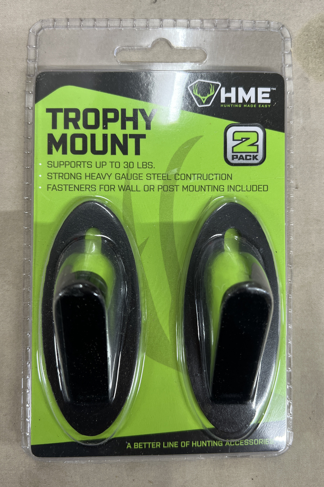 GSM Outdoors Gauge Steel Trophy Mount Kit Supports Up to 20lbs Black 2Pk TMNT2PK