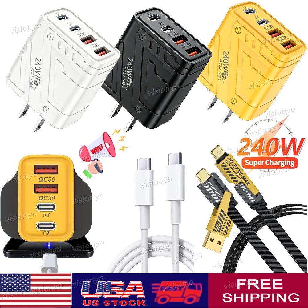 240W Supe Fast Charging USB Type C Wall Charger For Samsung iPhone Android Phone