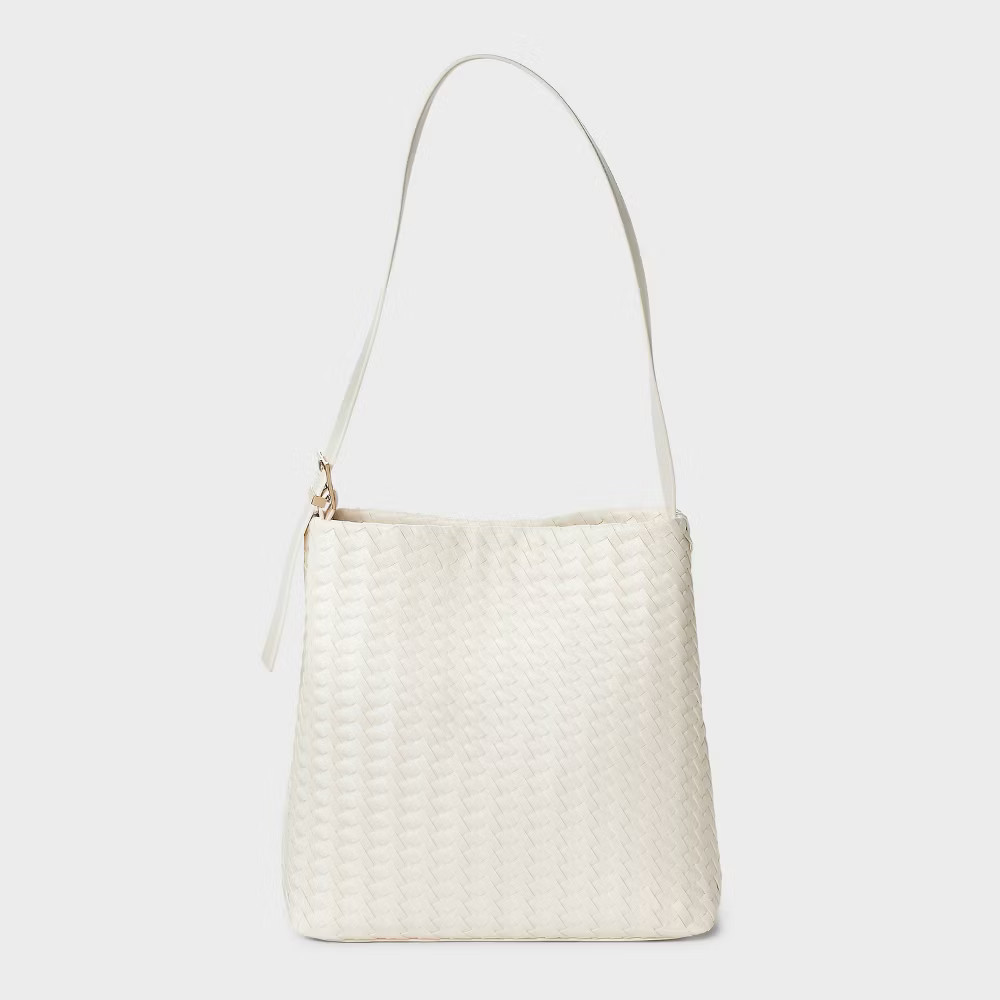 Woven Bucket Bag - A New Day White