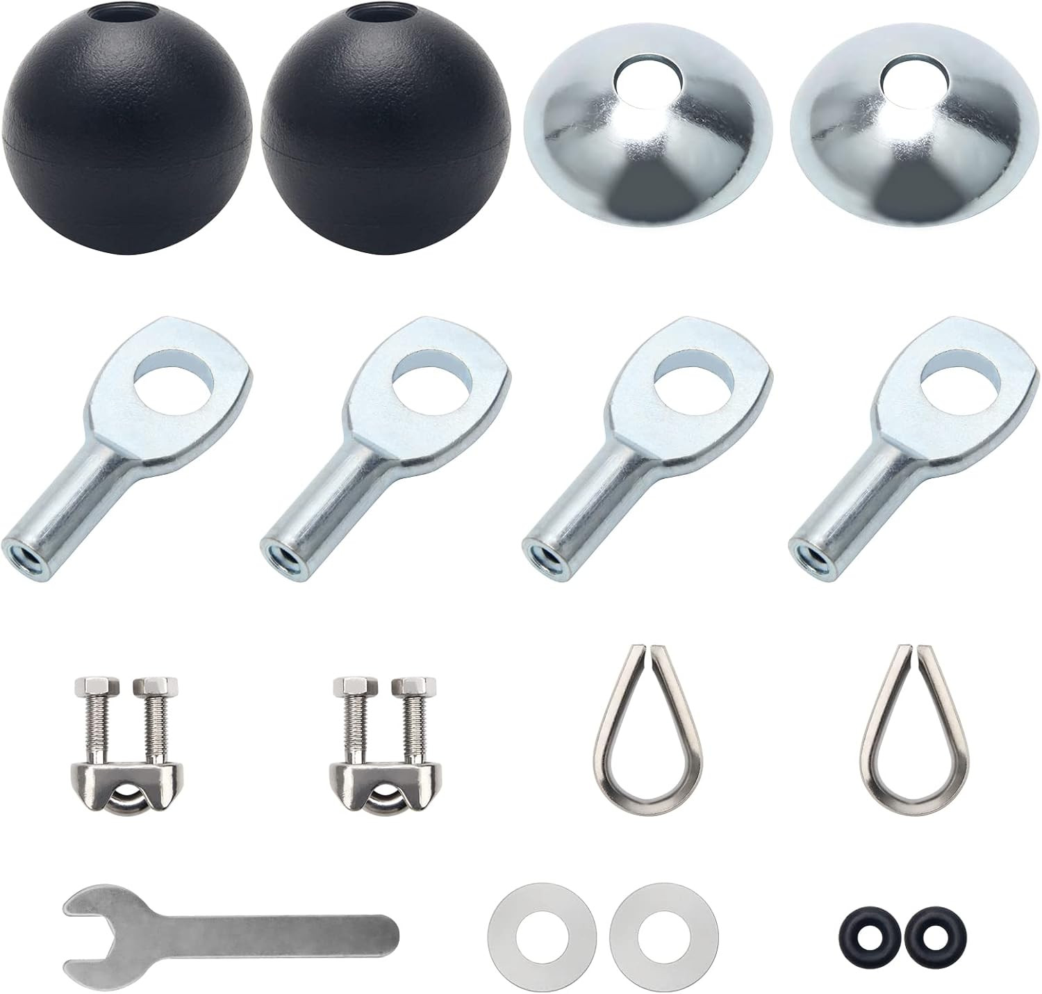 17Pcs Cable Attachments for Gym, Solid Rope Attachment for 5Mm Fitness Pulley Ma