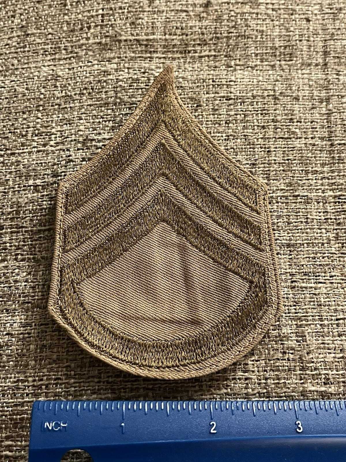 WWII US Army Staff Sergeant Enlisted Rank Patch Tan INV16351