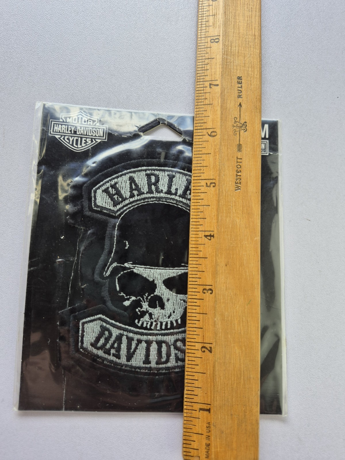Harley Davidson Emblem Sew On Application Patch Skull Helmet Black White