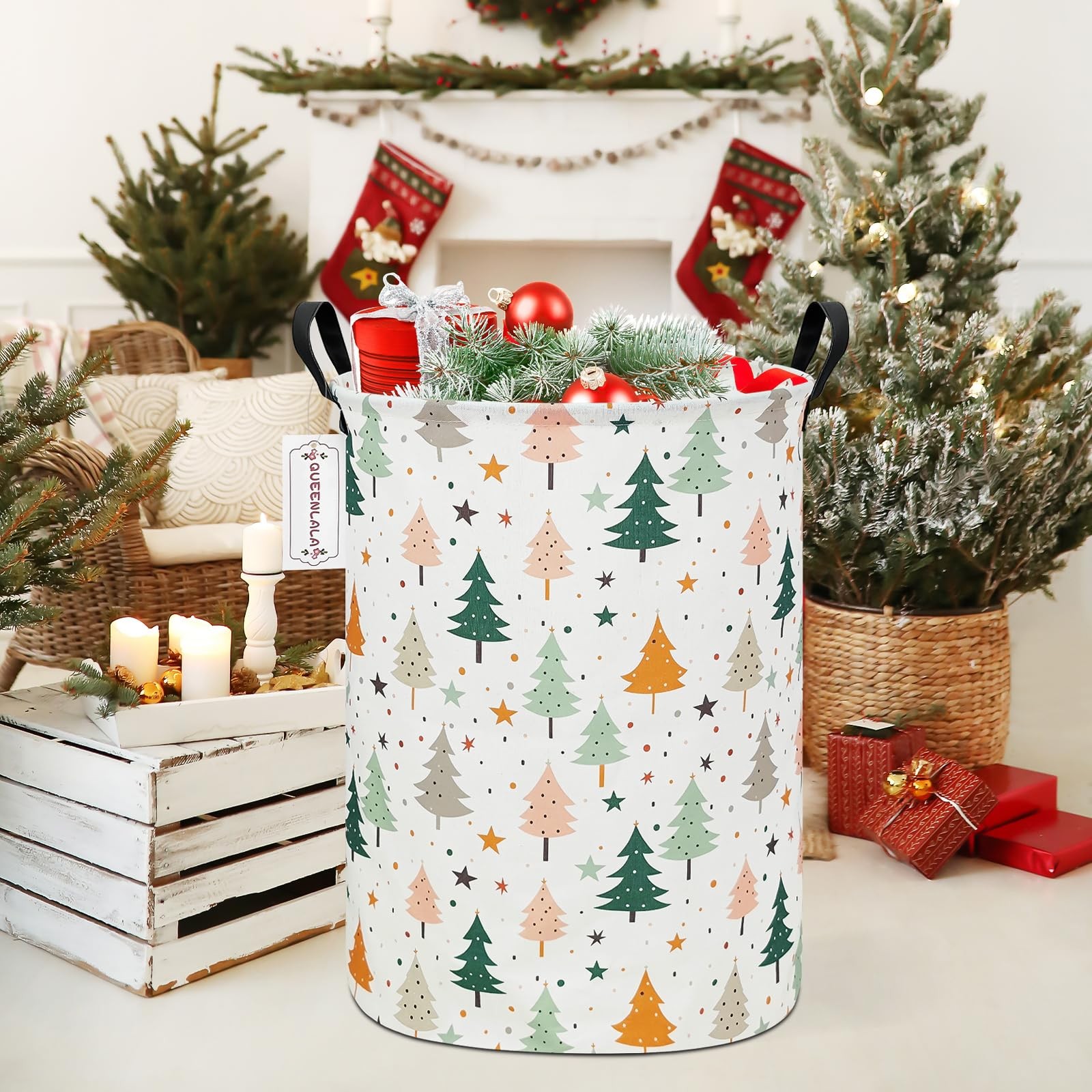 QUEENLALA storage basket, pine tree, 19.7"H