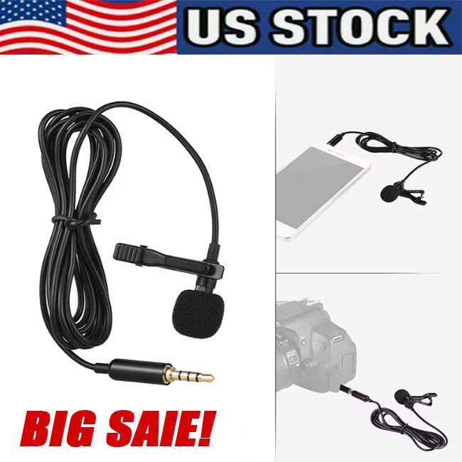 Omnidirectional Lapel Lavalier Microphone Clip-on Condenser Mini Iphone Android