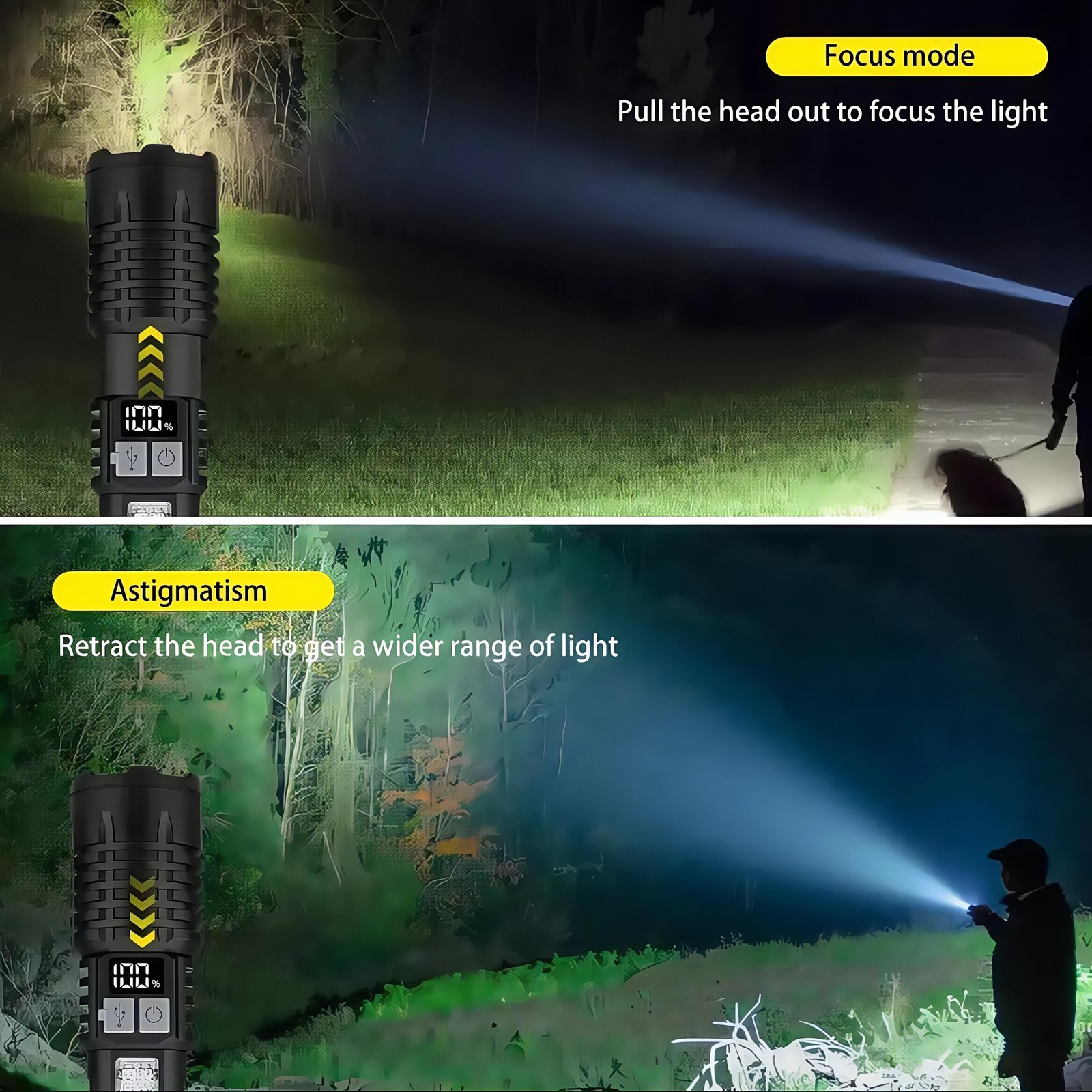 990000000Lumen Super Bright LED Tactical Flashlights Rechargeable LED Work Light