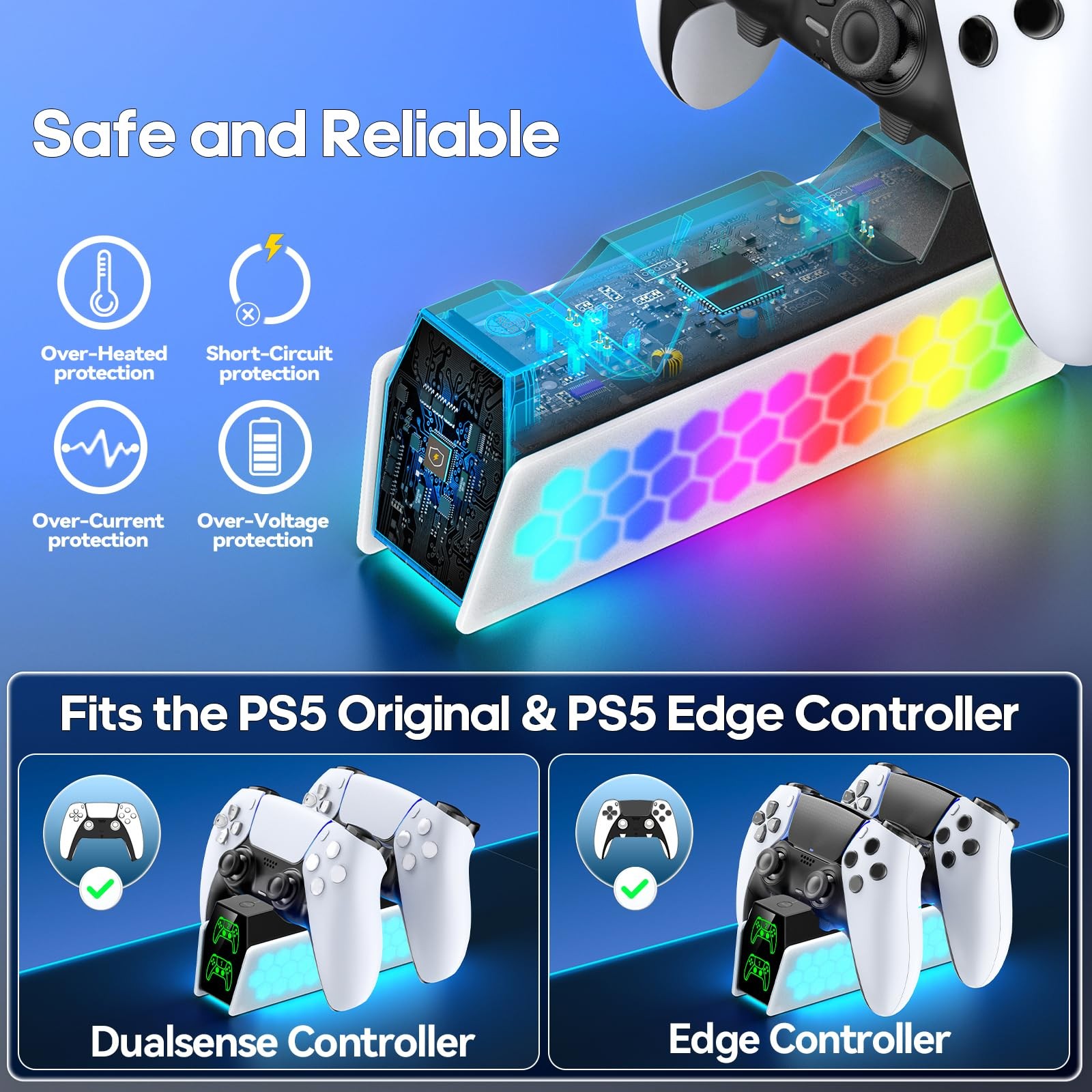 PS5 Controller Charger Station Compatible with DualSense & Edge White