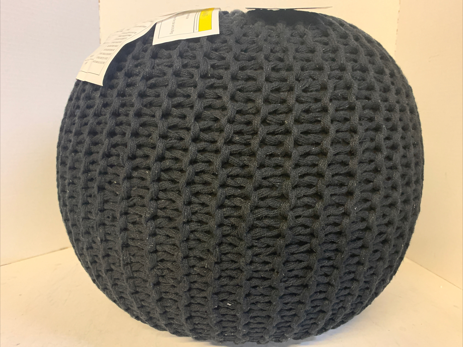 NEW Urban Shop Round Knit Pouf - Black