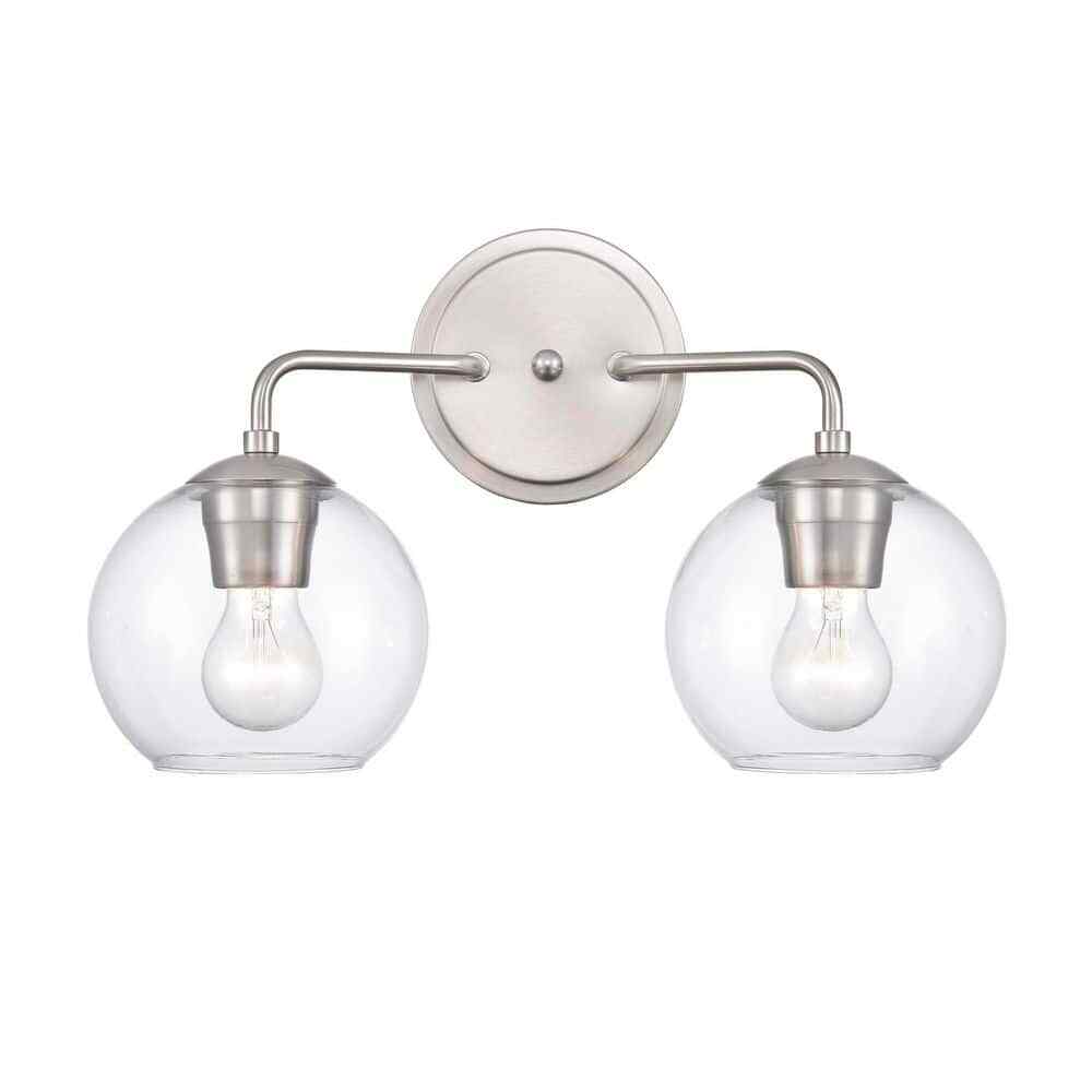 Millennium Lighting 16 in. 2-Light Brushed Nickel Vanity Light with Clear Glass