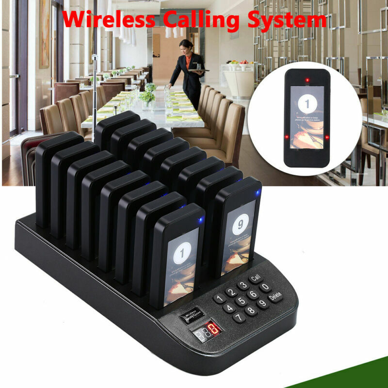 16 Restaurant Coaster Pager Guest keypad Wireless Calling Paging Queuing System