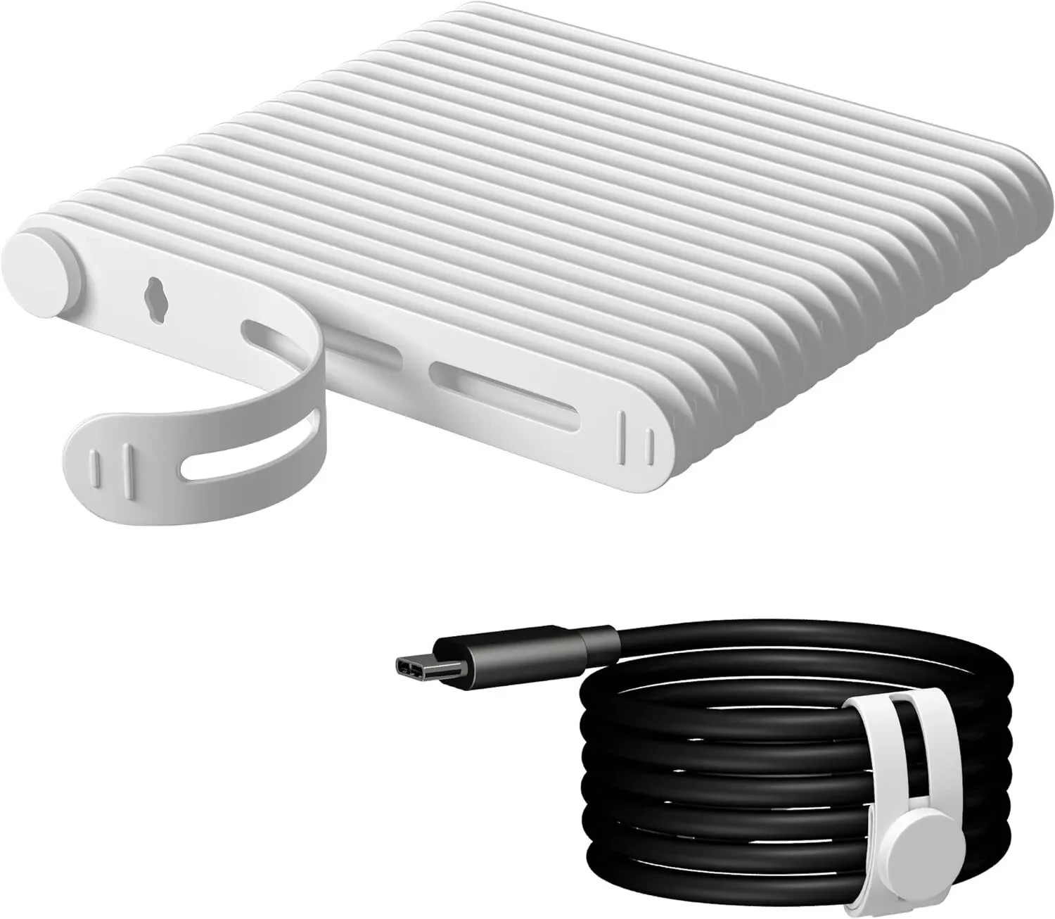 20Pcs Nearockle Reusable Cable Ties, Adjustable Silicone Cord 20pcs-white