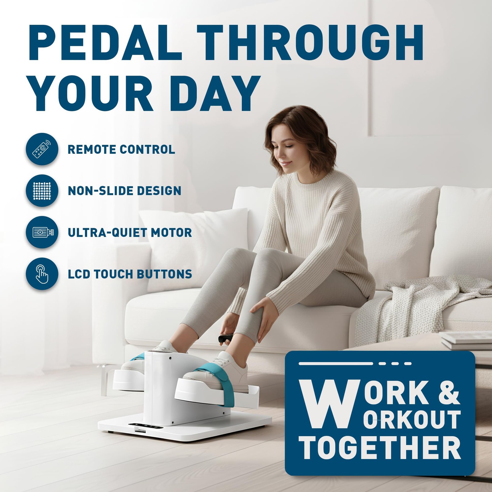 Elliptical Machine Electric Seated Pedal Exerciser 12-Speed Corded Remote LCD