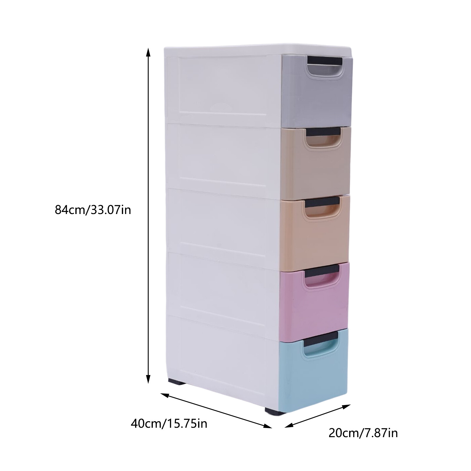 Stackable Vertical Storage Cabinet Clothes Storage Box w/5 Drawers PP Plastic
