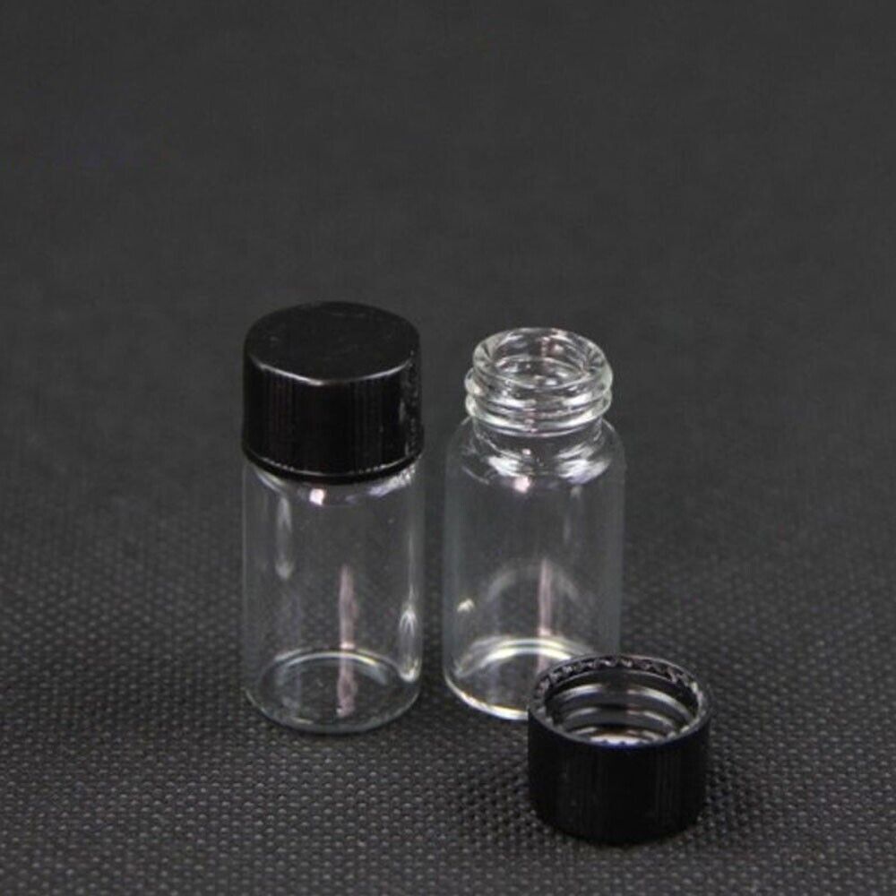 50pcs 3ml Mini Small Clear Glass Bottles Empty Sample Vials Jars with Screw Caps