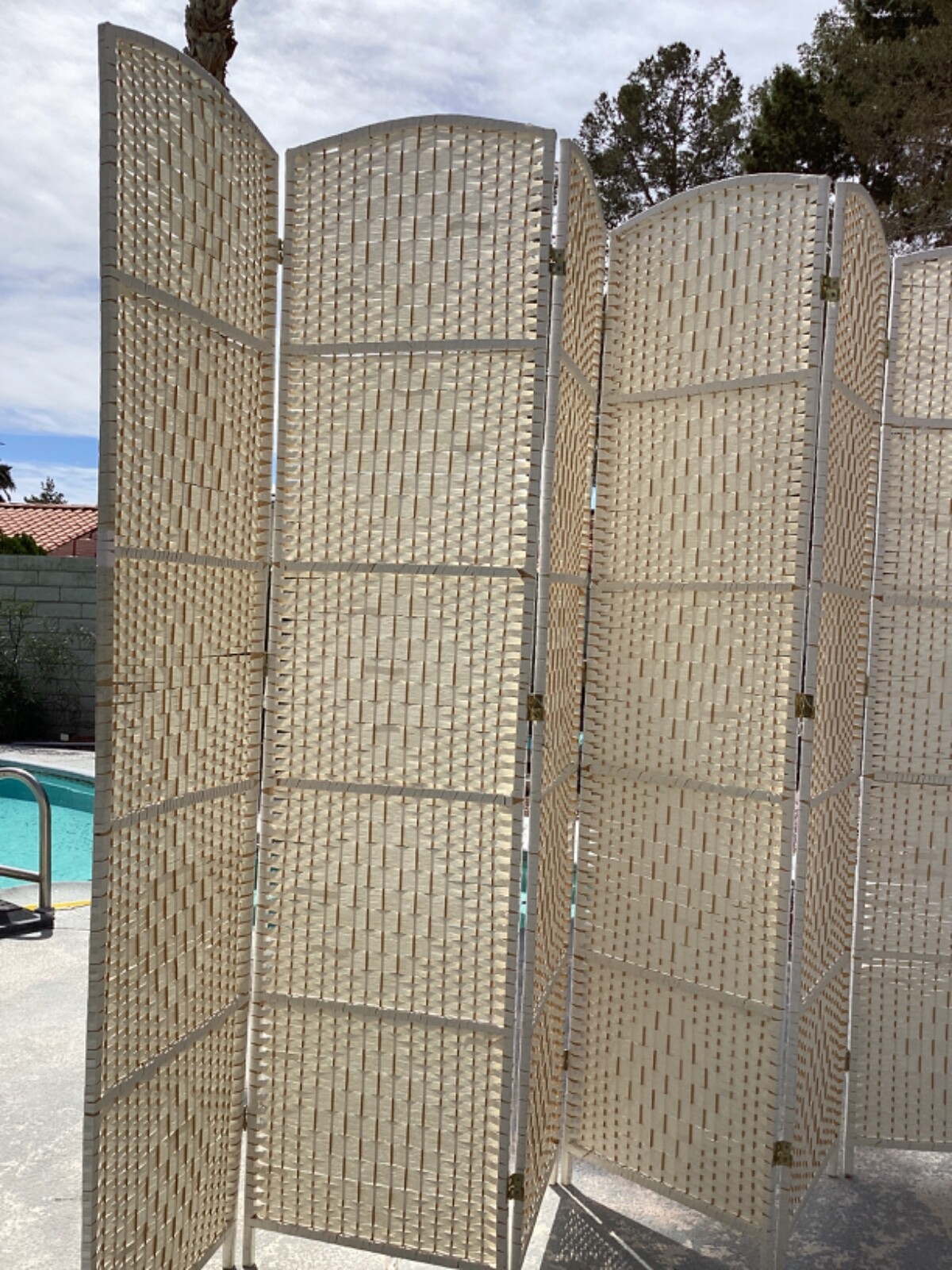 Wicker Room Divider 6 Panel White 83"X117"