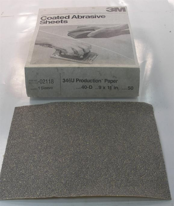 3M 02118 Production Sandpaper Sheet 9" x 11" 40D Grit 50CT