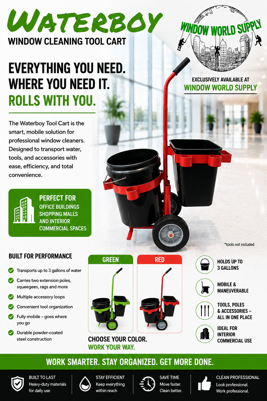 Waterboy window cleaning tool cart