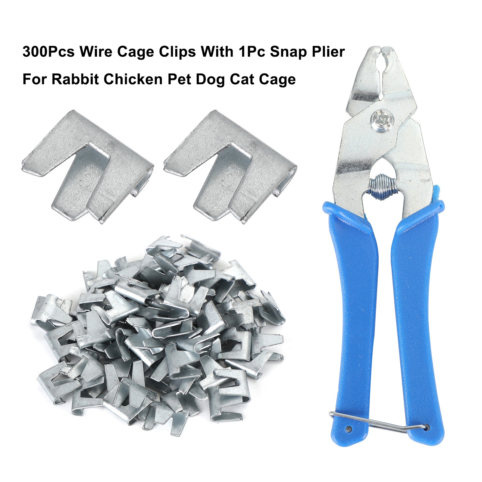 300 Pieces Wire Cage Clips With 1 Piece Rabbit Cage Repair Pliers Metal E4
