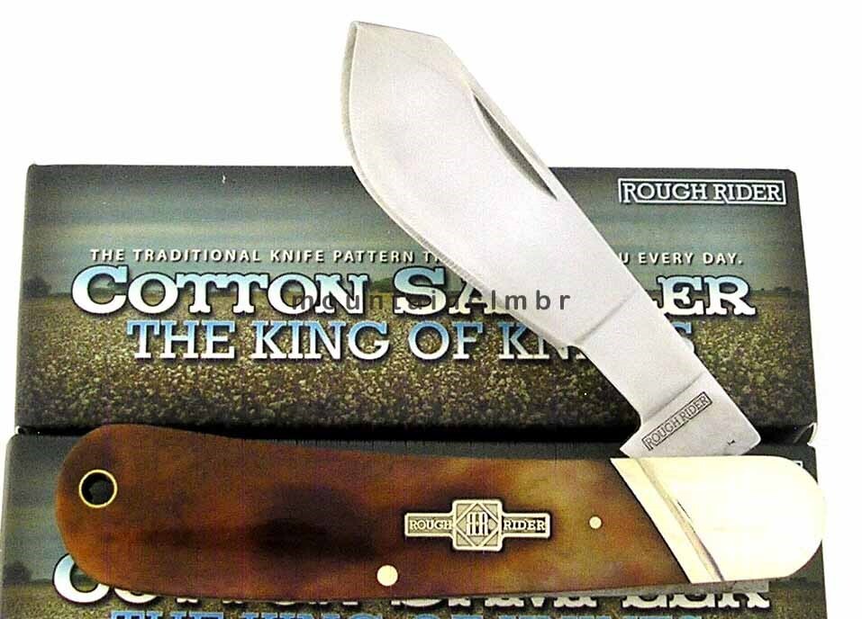Rough Rider Cotton Sampler Folder Smooth Brown Bone Hdl 4 1/8" Closed Knife 1422