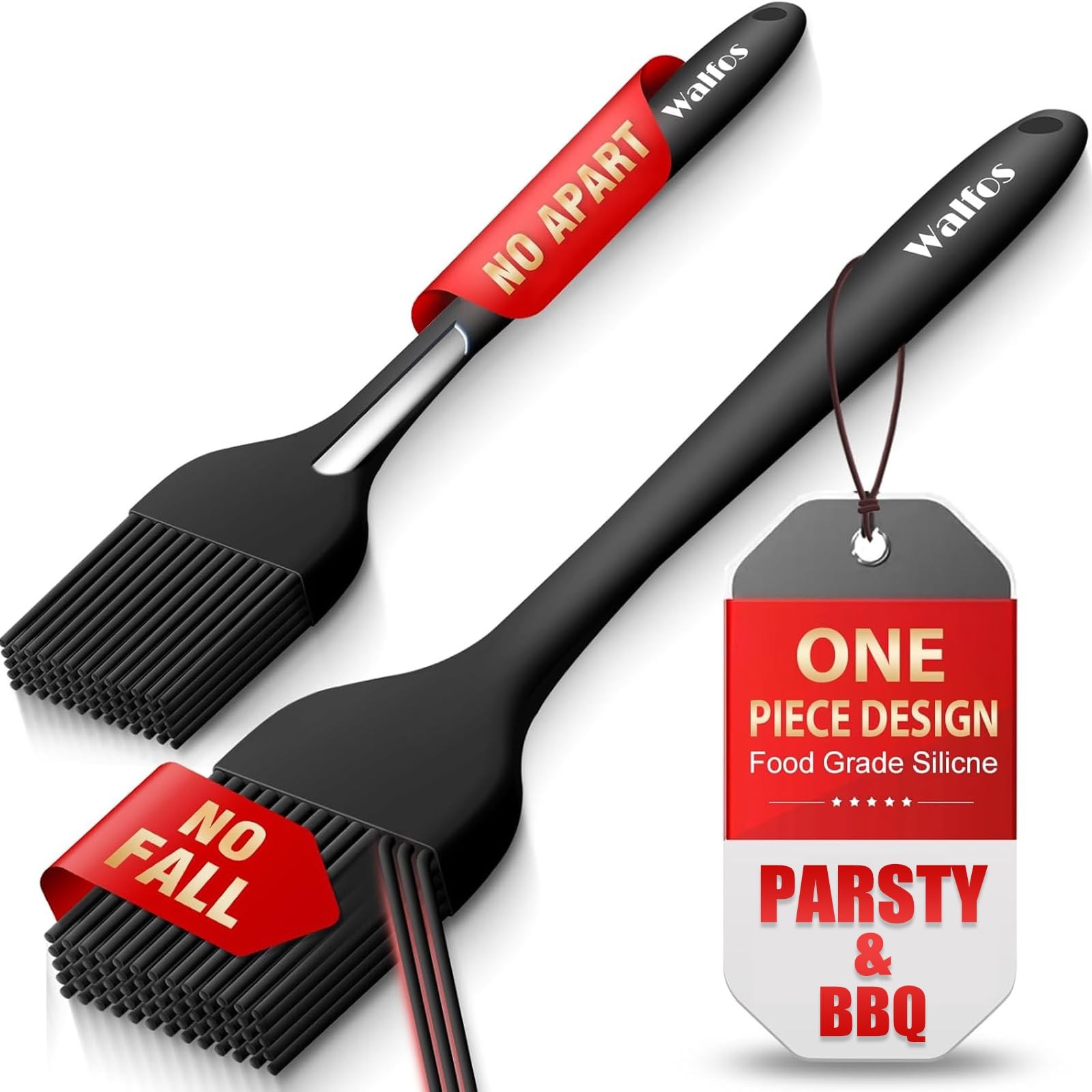 Walfos Silicone Basting Brush, Heat Resistant, BPA Free, 2 Sizes