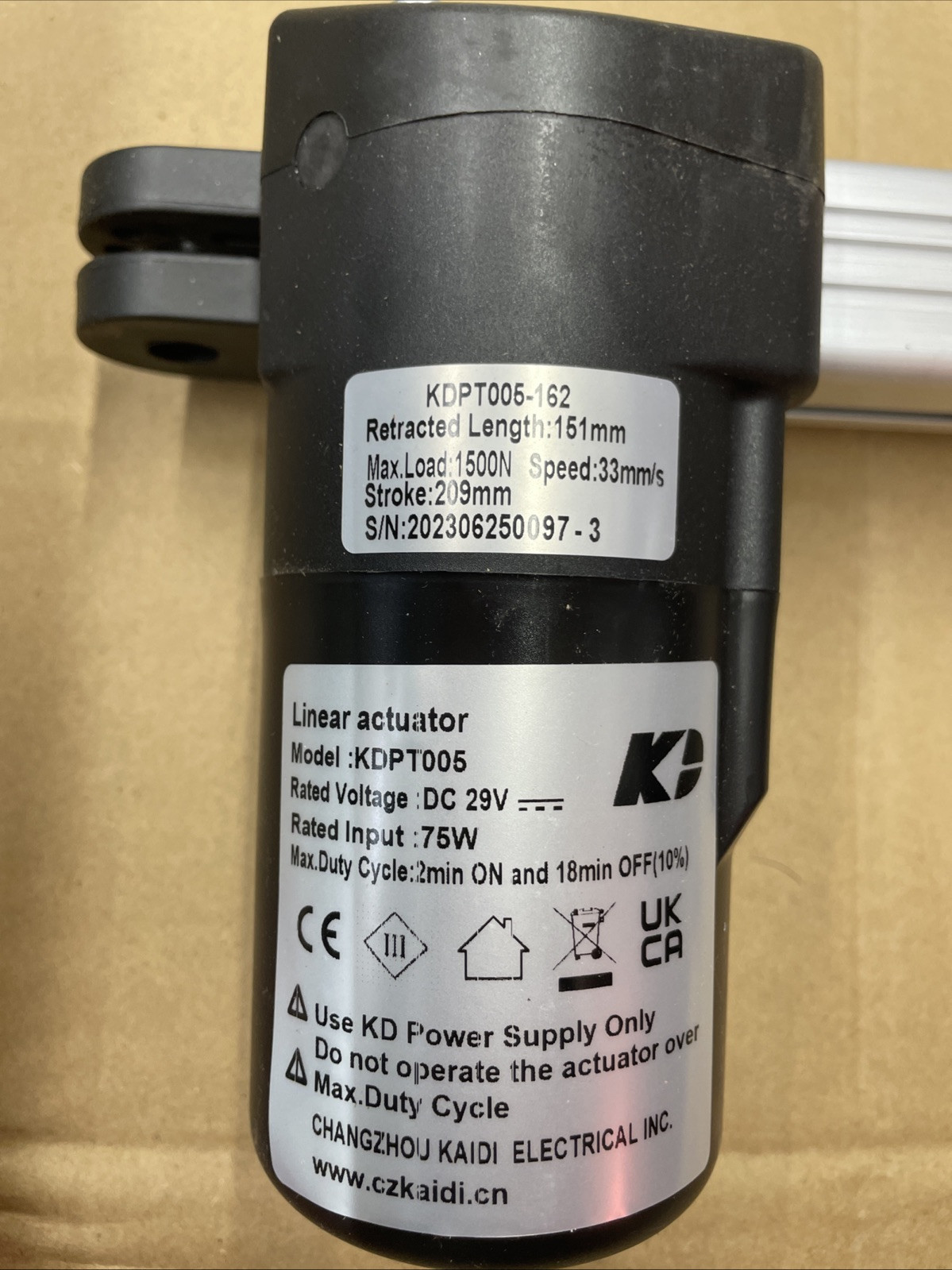 Kaidi KDPT005-162 Linear Actuator Motor Lift Recliners Chair Beds 209mm Stroke
