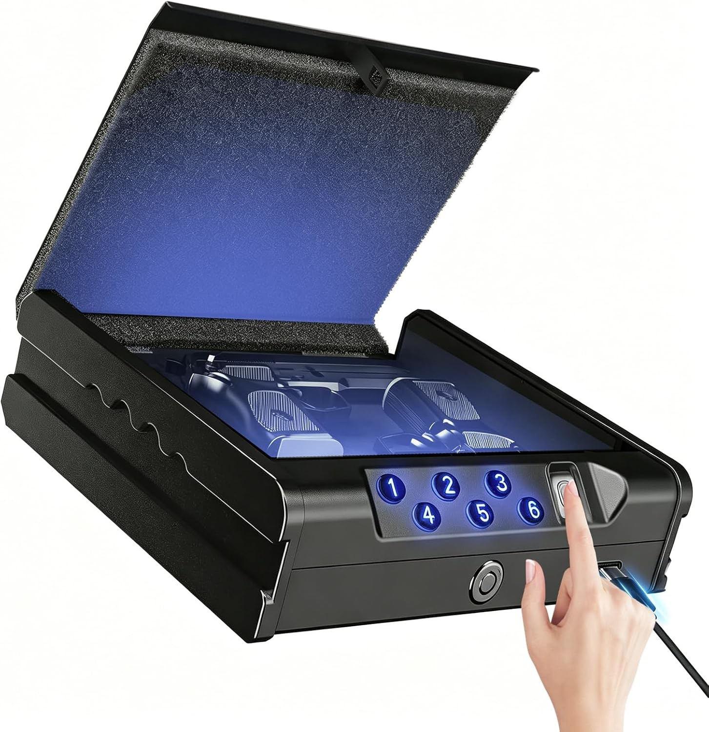 VORanexs Gun Safe for 2 Pistols-3 Quick-Access Fingerprint Passcode Key Lock Box
