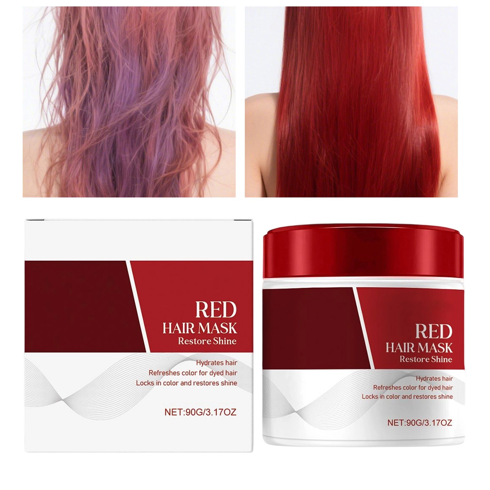 Red Hair Mask Color Boosting, Enhances Red Tones for Color-Treated Hair