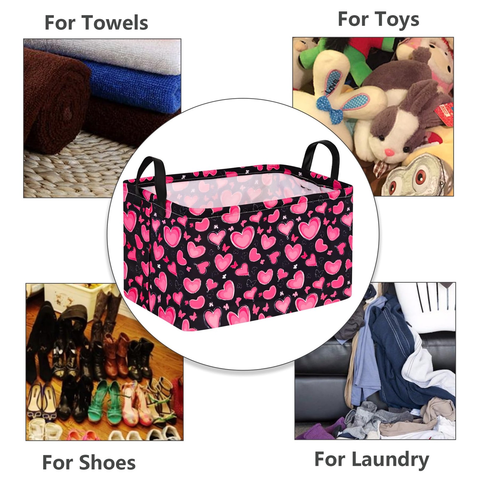 MAIZMZ Empty Gift Basket for Girls Heart Print Storage Cube for Women, Closet...
