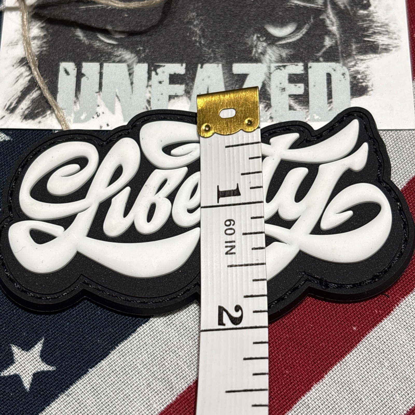 Liberty Blk White Morale Tactical Hook & Loop Patch High Quality 3d PVC 2x3”
