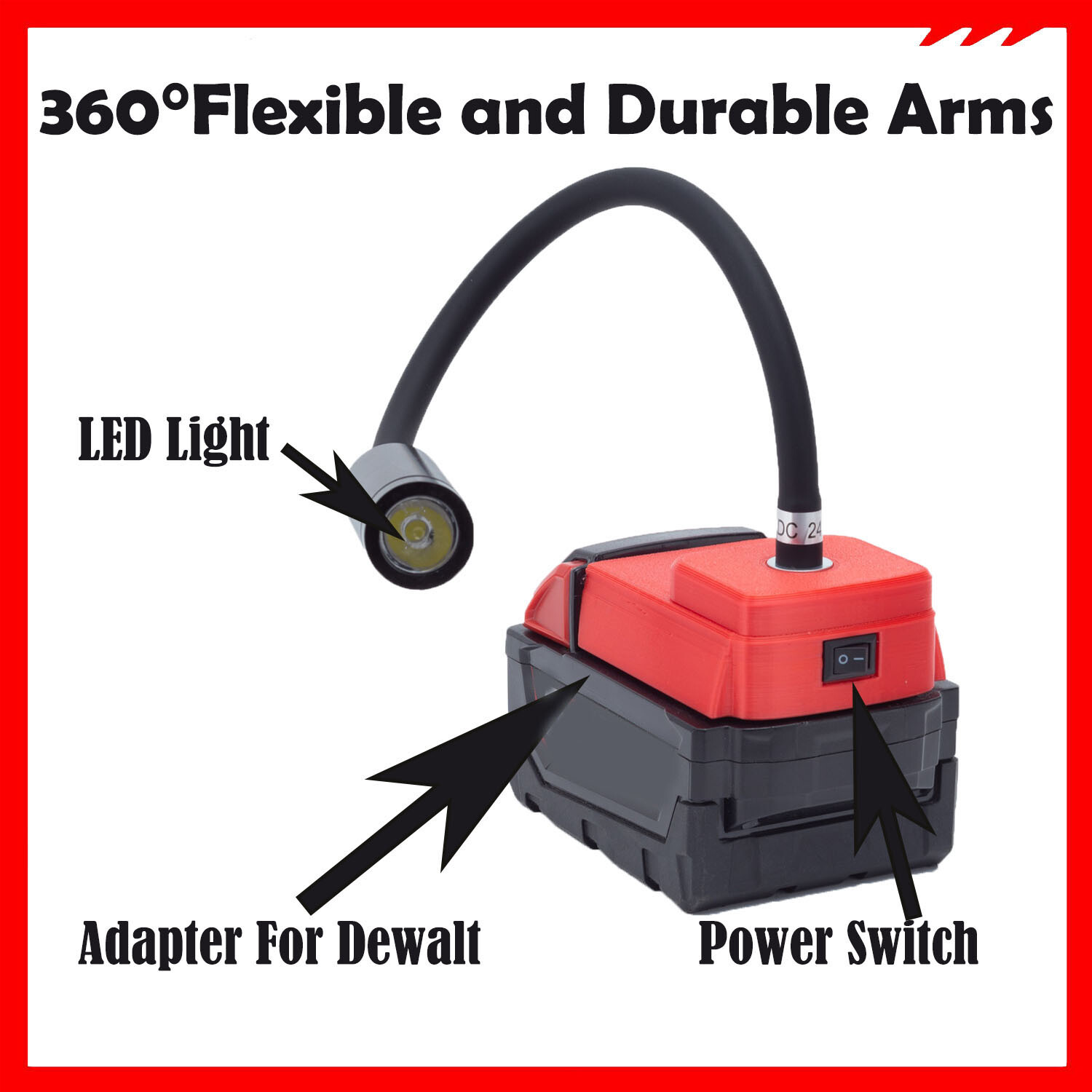 LED Work Light Flexible Bendable For Milwaukee 18V Lithium Battery Desk Lamp