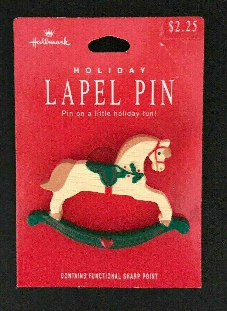 Vintage Hallmark Rocking Horse Holiday Lapel Pin  FREE SHIP