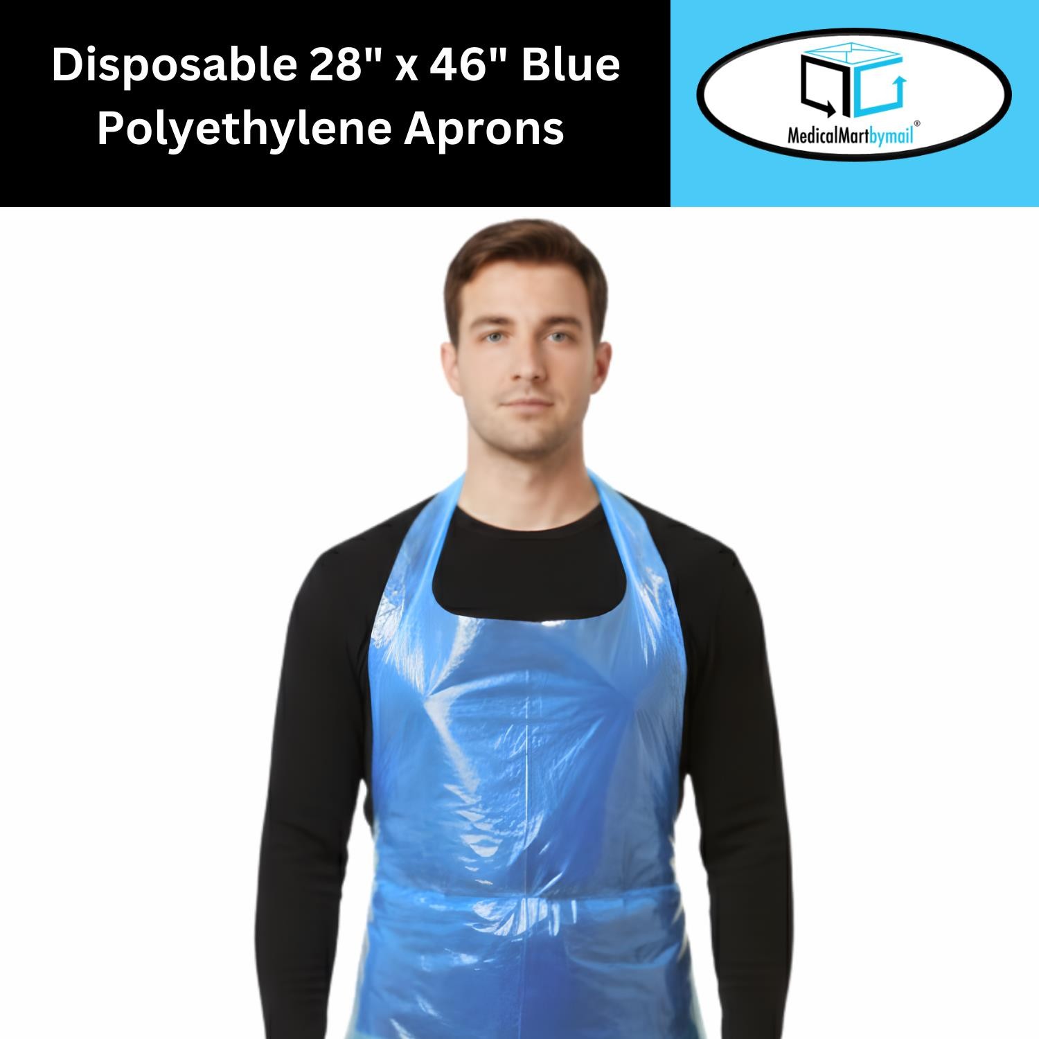 1 Mil Blue Polyethylene Disposable Apron 28" x 46" 1000 Pieces