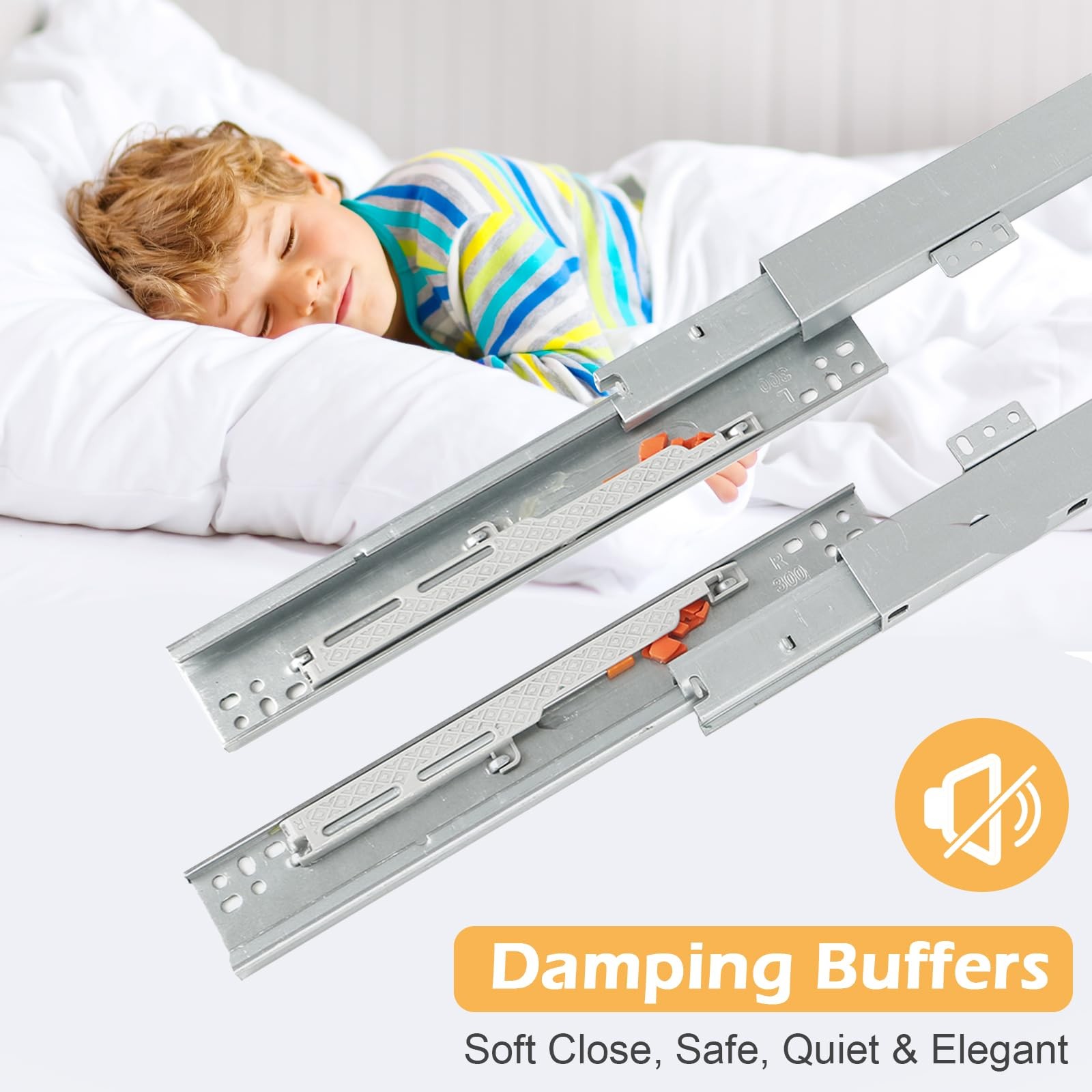 Pair Undermount Drawer Slides Bottom Mount Pull Out Shelf Slider Under Mount ...