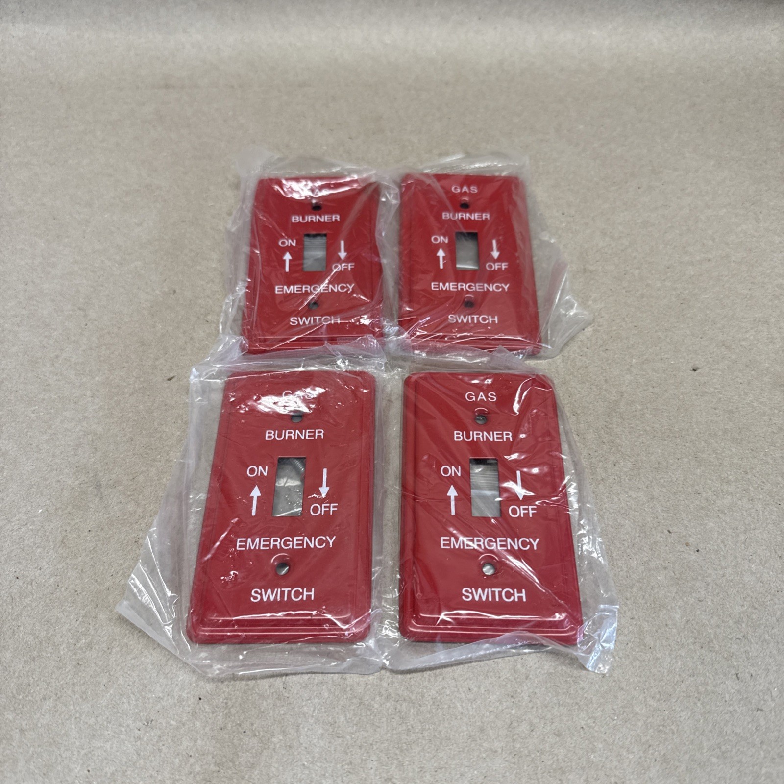 ****Lot Of 4***Oil Burner Switch Plate Cover Red Metal Emergency