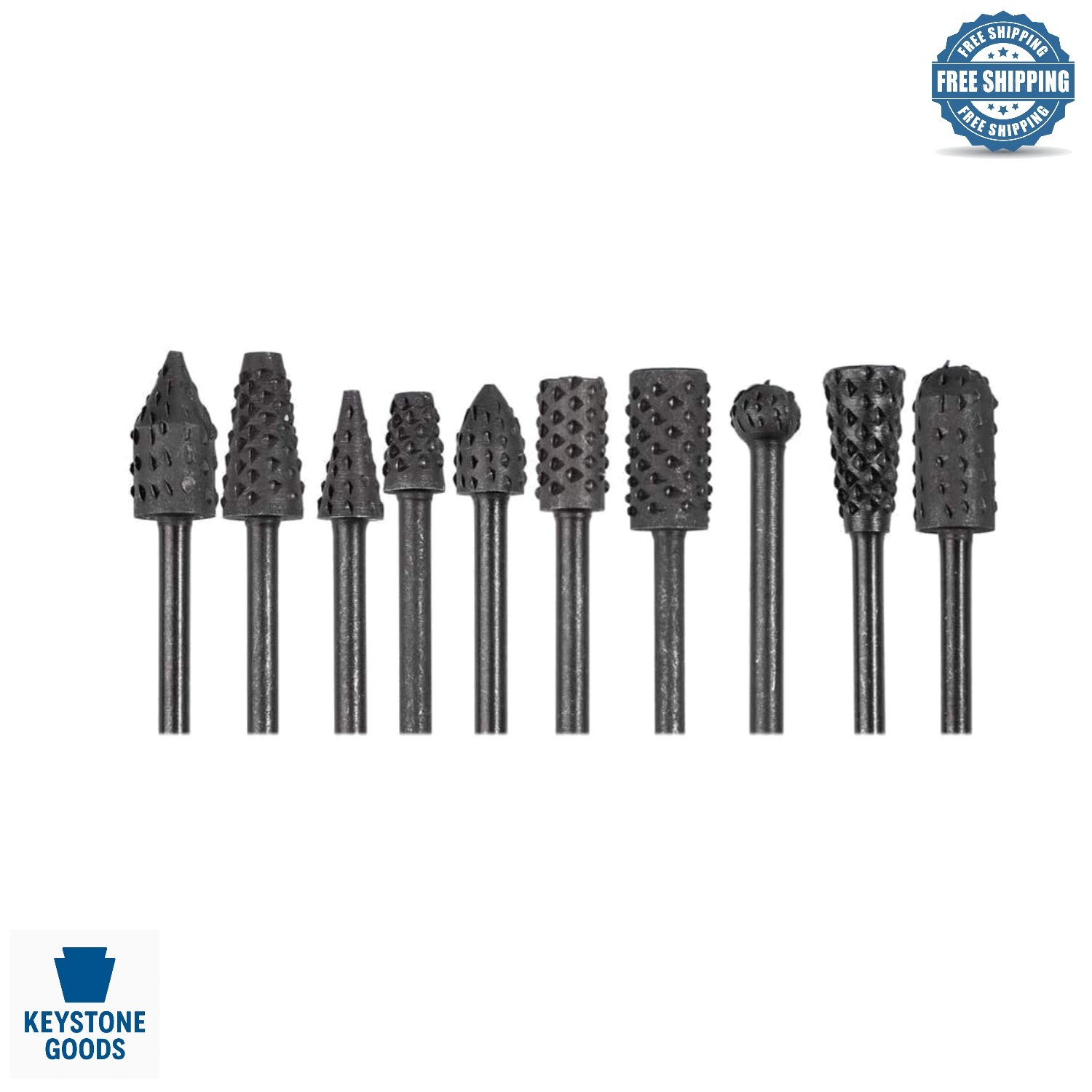 10-Piece Carbide Rotary Burr Set for Woodworking & Engraving