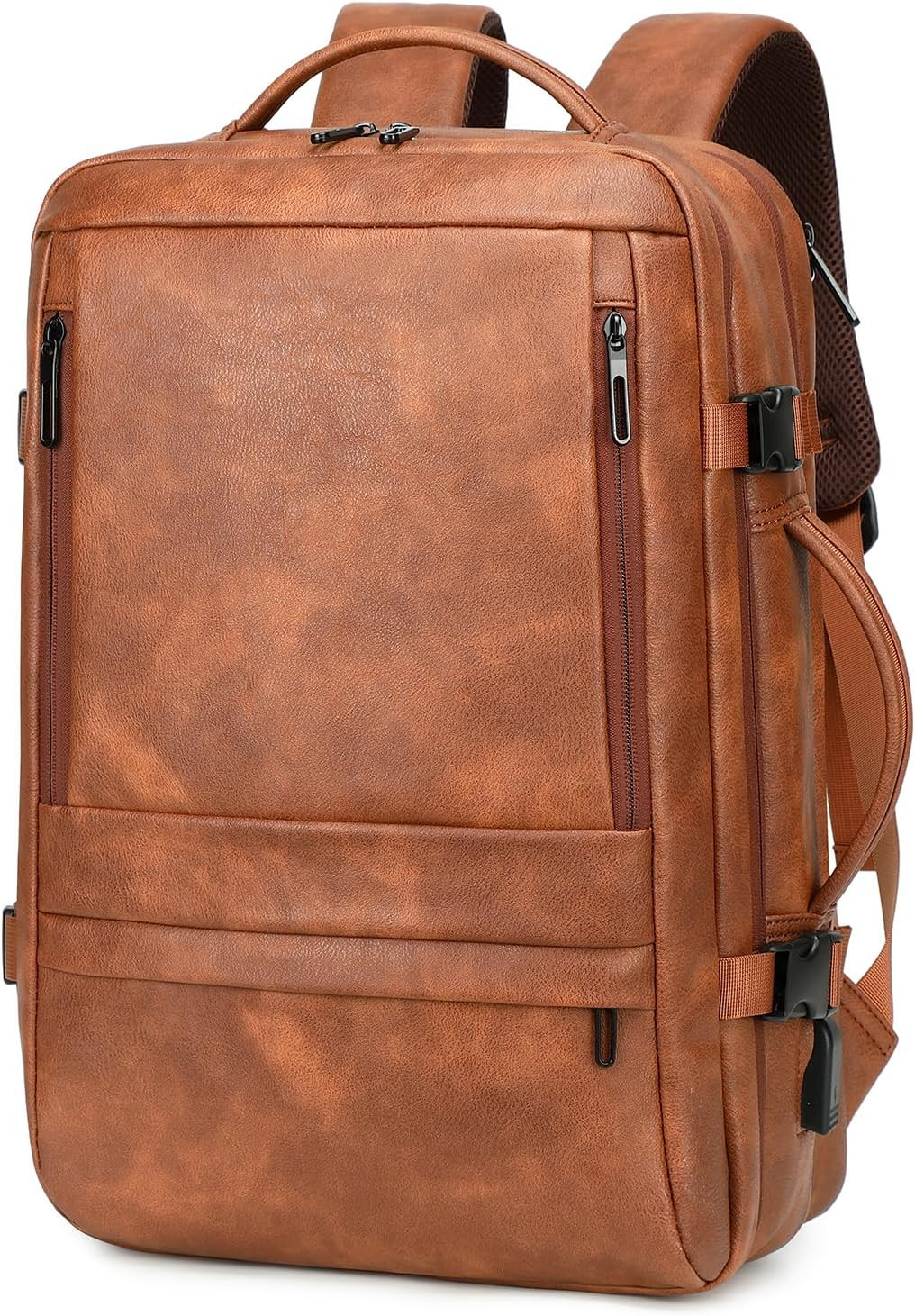 Travel Backpack for Women, PU Leather Carry on Backpack Flight Approved with Lap
