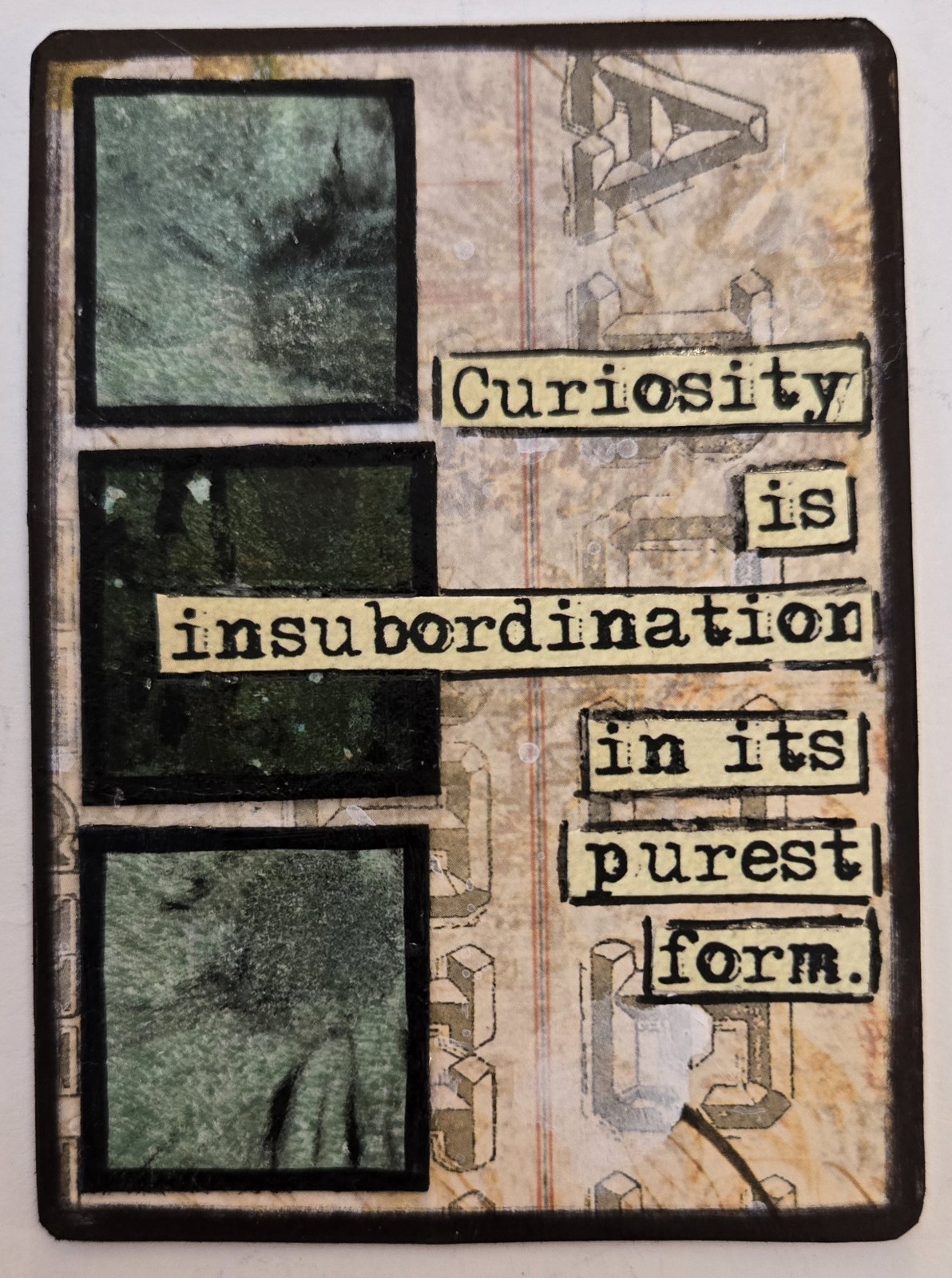 Mixed Media Collage Art Card ACEO ATC Inchie OOAK Acrylic Print Curiosity