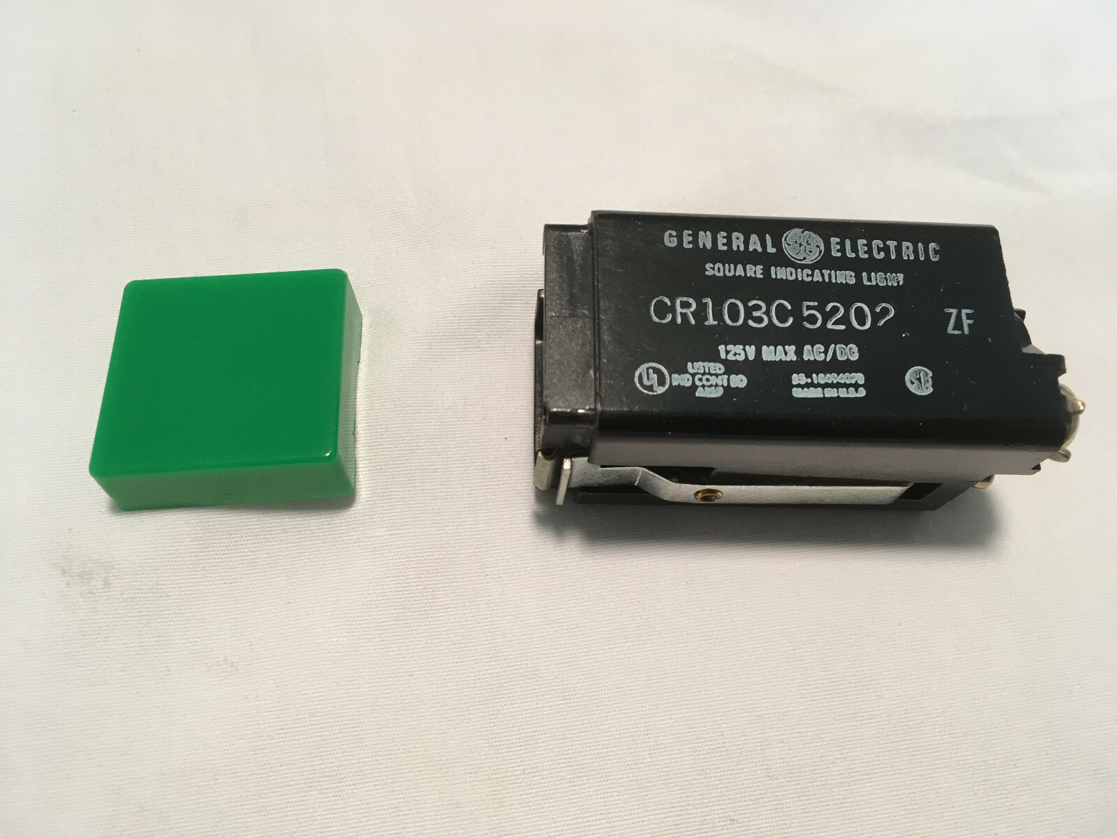 GE CR103C5202 Square Indicating Light Green Translucent Lens 125V AC/DC