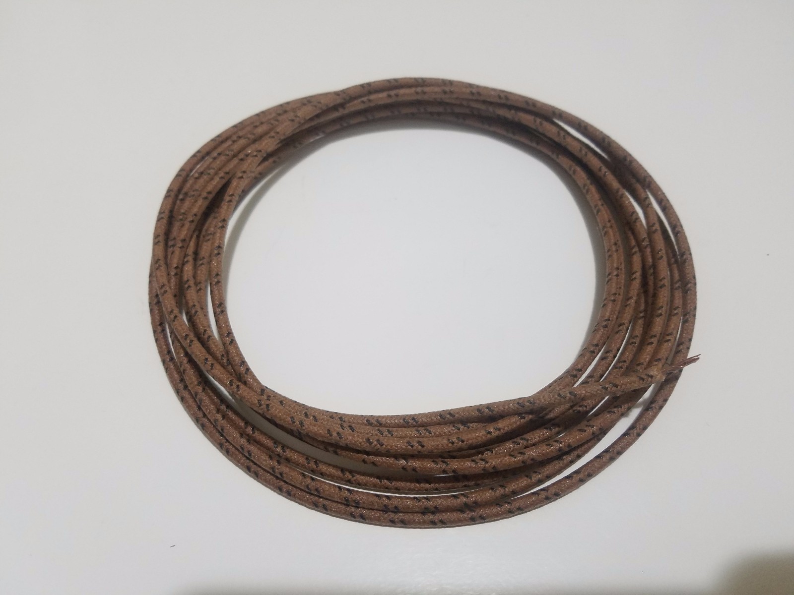 10 feet Vintage Braided Cloth Covered Primary Wire 18 GA gauge Brown w/ Black