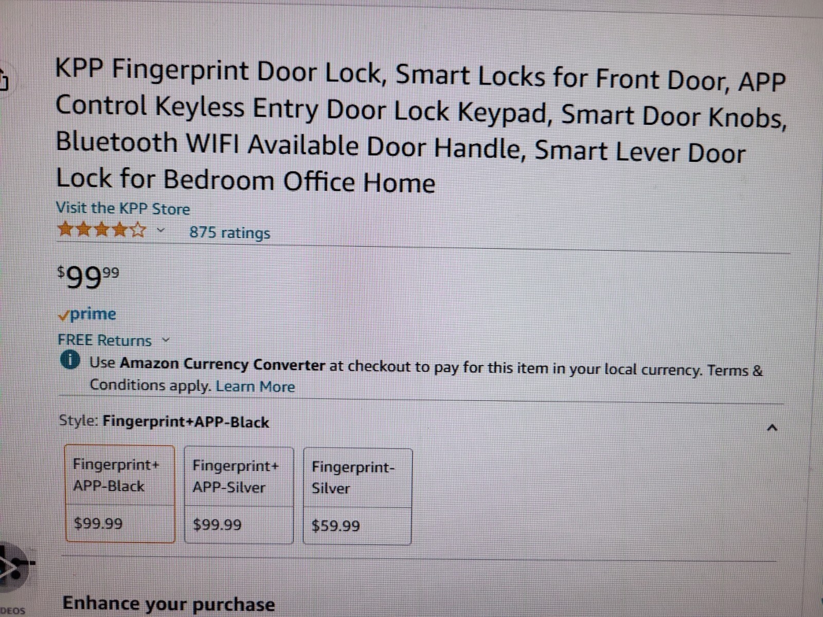 KPP Fingerprint Smart Door Lock