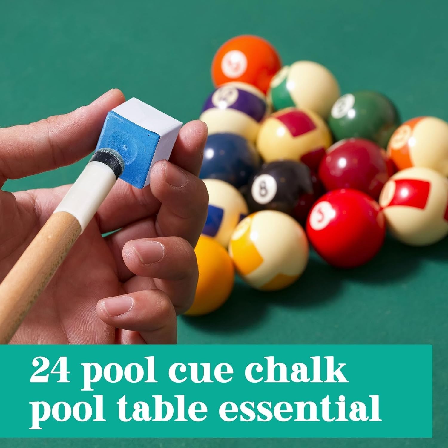 24 Pool Cue Chalks and Tips Replacement with Ferrules - Ideal for Tournaments