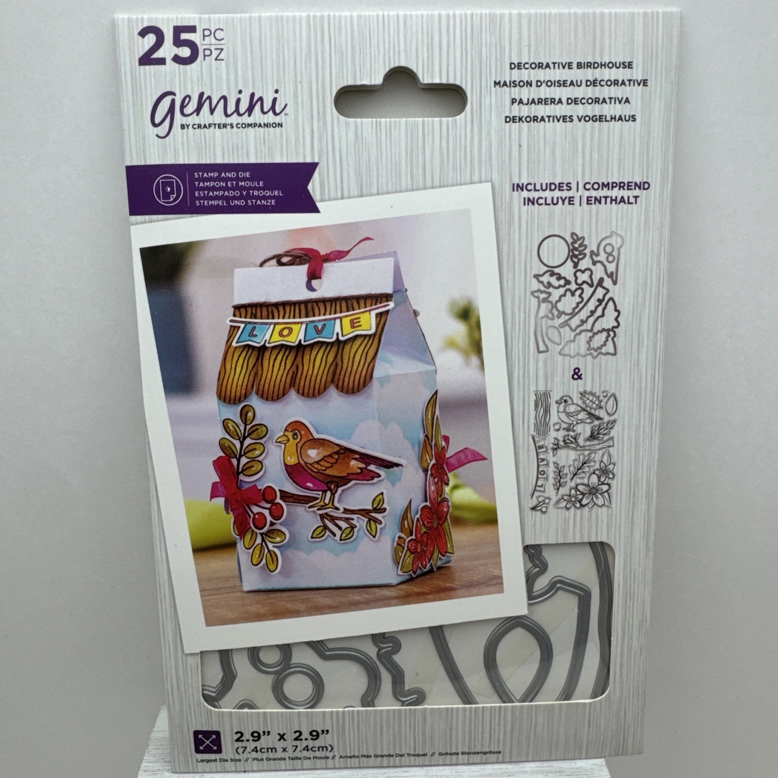 Crafters Companion Gemini Decorative Birdhouse Die & Stamp 25 Piece Set Box NEW