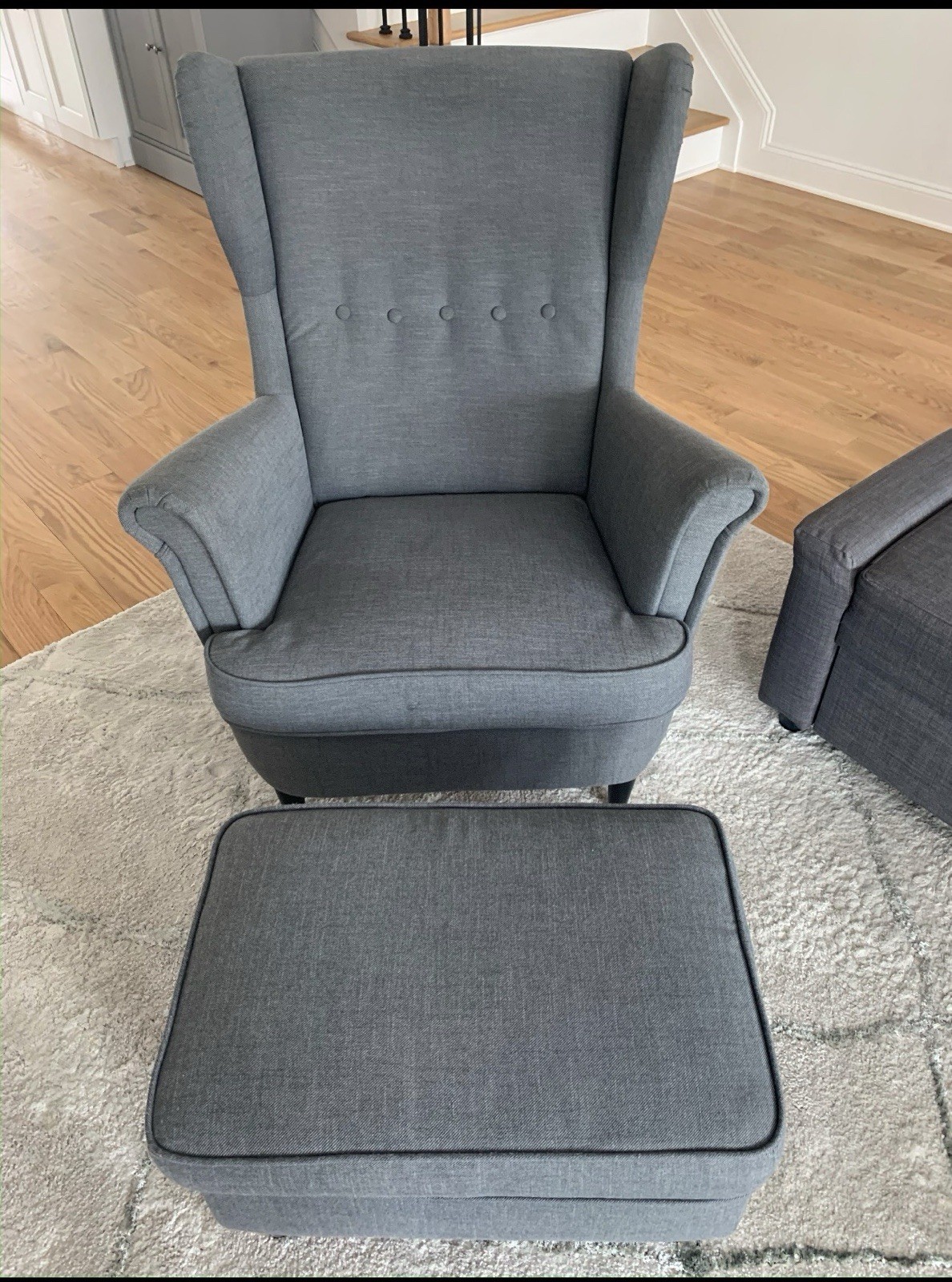 Armchair and ottoman, Nordvalla dark gray