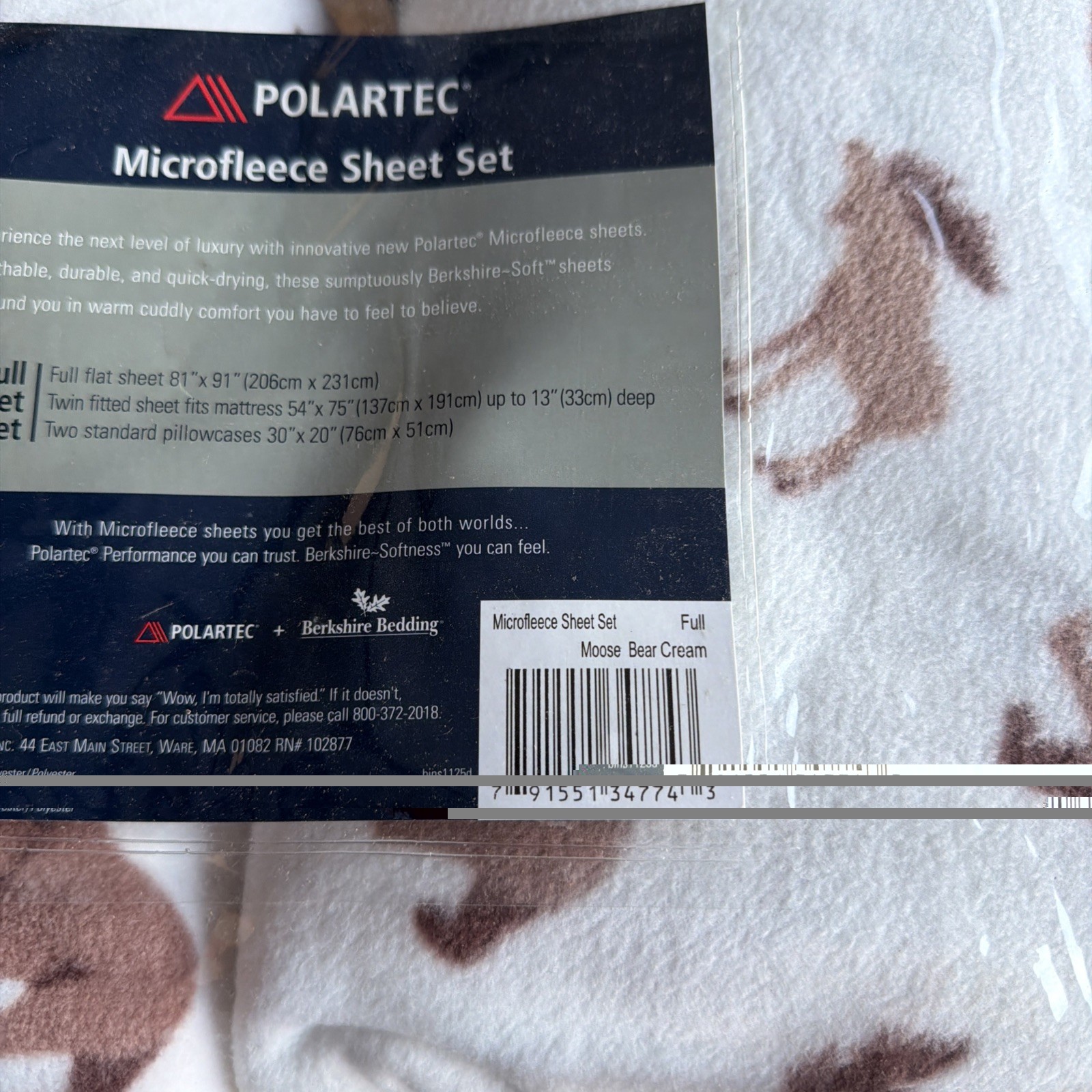 Berkshire Polarfleece Sheets Set Ultra Warmth FULL SIZE - Moose Bear