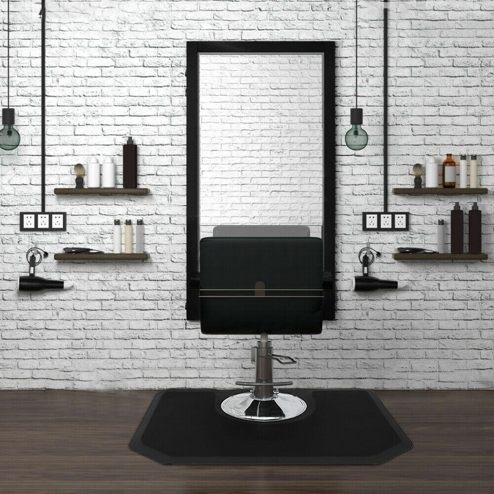 4' x 5' Hair Stylist Salon & Barber Shop Chair Floor Comfort Black Hexagon Mat