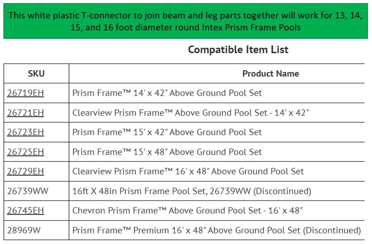 Intex Prism Frame Pool Leg Joint White 12802